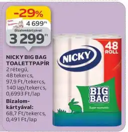 Auchan Nicky Big Bag Toalettpapír ajánlat