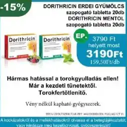 PatikaPlus Dorithricin erdei gyümölcs szopogató tabletta stb. ajánlat