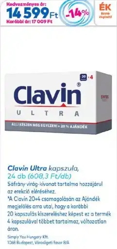 Gyöngy Patikák Clavin ultra kapszula ajánlat