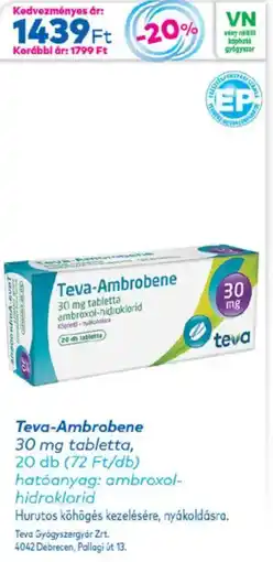 Gyöngy Patikák Teva-ambrobene tabletts ajánlat