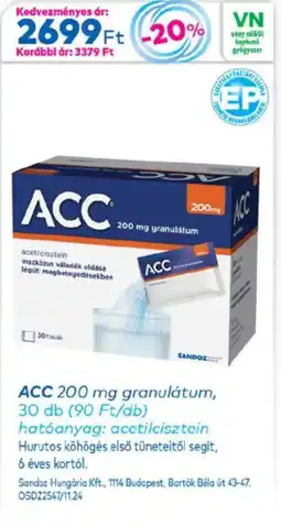 Gyöngy Patikák ACC granulátum ajánlat
