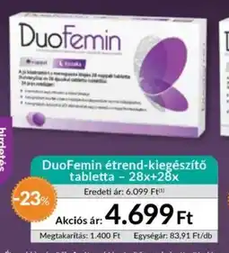 Pingvin Patika DuoFemin étrend-kiegészítő tabletta ajánlat