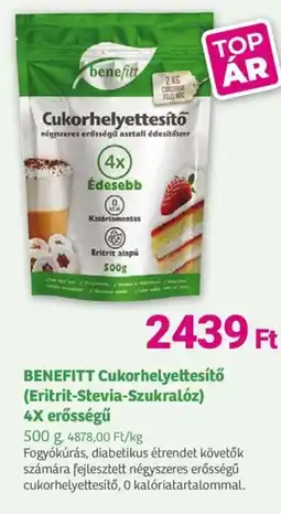 Herbaház Benefitt cukorhelyettesítő (eritrit-stevia-szukralóz) 4x erősségű ajánlat