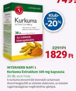 Herbaház Interherb napi 1 kurkuma extraktum kapszula ajánlat