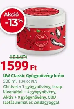 Herbaház Uw classic gyógynövény krém ajánlat