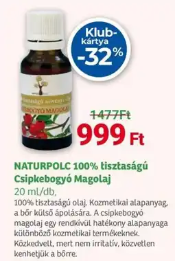Herbaház Naturpolc 100% tisztaságú csipkebogyó magolaj ajánlat