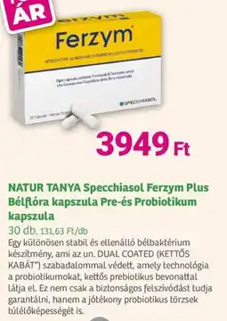 Herbaház Natur tanya specchiasol ferzym plus bélflóra kapszula pre-és probiotikum kapszula ajánlat