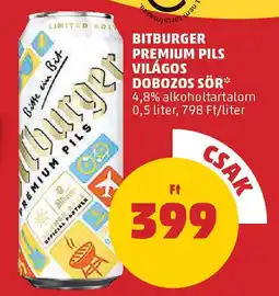 PENNY Bitburger premium pils világos dobozos sör ajánlat