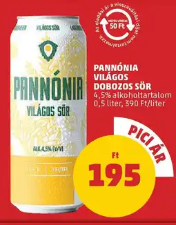 PENNY Pannónia világos dobozos sör ajánlat