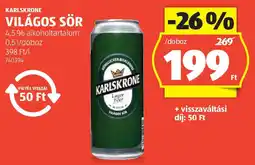 ALDI Karlskrone világos sör ajánlat