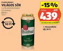 ALDI Pilsner urquell világos sör ajánlat