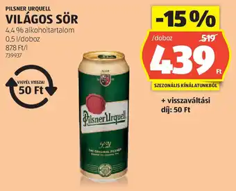 ALDI Pilsner urquell világos sör ajánlat