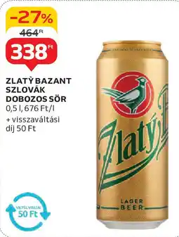 Auchan Zlatý Bazant Szlovák dobozos sör ajánlat