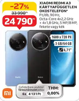 Auchan Xiaomi Redmi A3 kártyafüggetlen okostelefon ajánlat