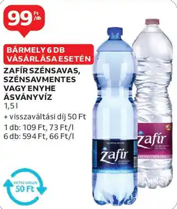 Auchan Zafír szénsavas, szénsavmentes, enyhe ásványvíz ajánlat
