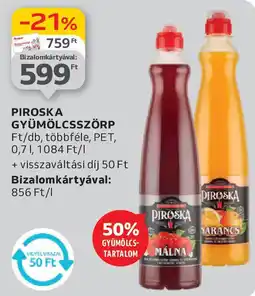 Auchan Piroska gyümölcsszörp ajánlat