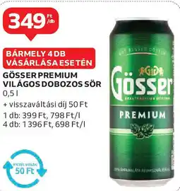 Auchan Gösser Premium világos dobozos sör ajánlat