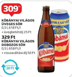 Auchan Kőbányai világos üveges sör ajánlat