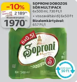 Auchan Soproni dobozos sör multipack ajánlat