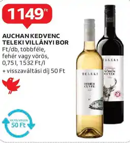 Auchan Auchan Kedvenc Teleki villányi bor ajánlat