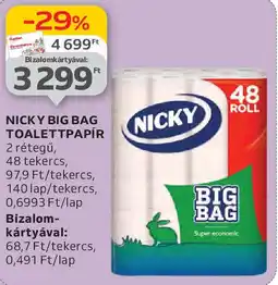 Auchan Nicky Big Bag toalettpapír ajánlat