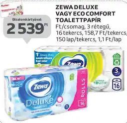Auchan Zewa Deluxe / Eco Comfort toalettpapír ajánlat