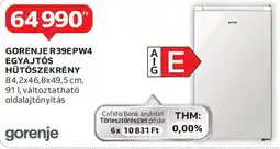 Auchan Gorenje R39EPW4 egyajtós hűtőszekrény ajánlat