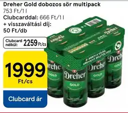 Tesco Dreher Gold dobozos sör multipack ajánlat