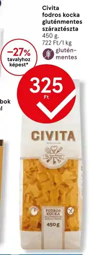 Tesco Civita fodros kocka gluténmentes száraztészta ajánlat