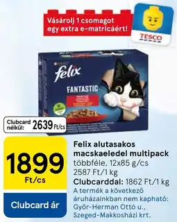 Tesco Felix alutasakos macskaeledel multipack ajánlat