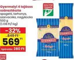 Spar Gyermelyi 4 tojásos száraztészta ajánlat