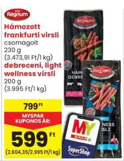 Spar Market Regnum Hámozott frankfurti virsli ajánlat