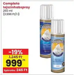 Spar Completa tejszínhabspray ajánlat
