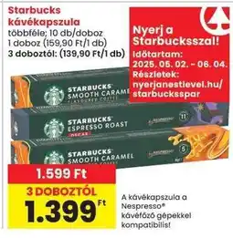 Spar Starbucks kávékapszula ajánlat