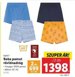 Lidl lupilu Baba pamut rövidnadrág ajánlat