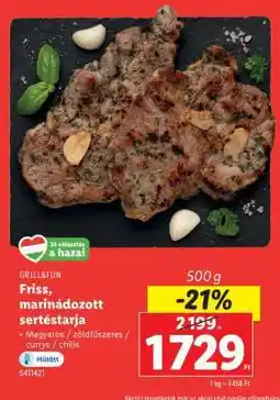 Lidl Friss, marinádozott sertéstarja ajánlat