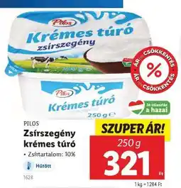 Lidl PILOS Zsírszegény krémes túró ajánlat