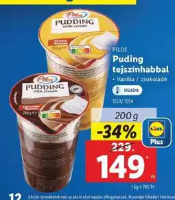 Lidl Pilos Puding tejszínhabbal ajánlat