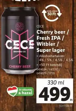 Lidl CECE Cherry Beer / Fresh IPA / Witbier / Super Lager ajánlat