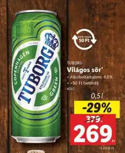 Lidl TUBORG Világos sör ajánlat