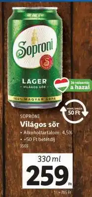 Lidl SOPRONI Világos sör ajánlat