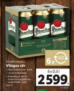 Lidl PILSNER URQUELL Világos sör ajánlat