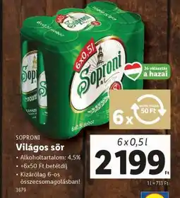 Lidl SOPRONI Világos sör ajánlat