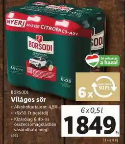 Lidl BORSODI Világos sör ajánlat