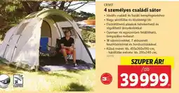 Lidl CRIVIT 4 személyes családi sátor ajánlat