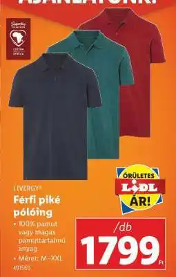 Lidl LIVERGY Férfi piké pólóing ajánlat