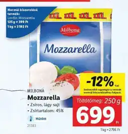 Lidl MILBONA Mozzarella ajánlat