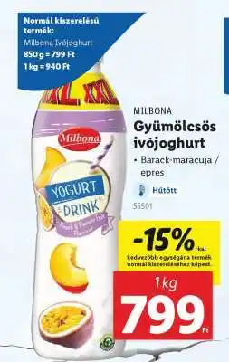 Lidl MILBONA Gyümölcsös ivójoghurt ajánlat