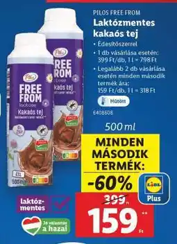 Lidl Pilos Free From Laktózmentes kakaós tej ajánlat