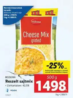 Lidl MILBONA Reszelt sajtmix ajánlat